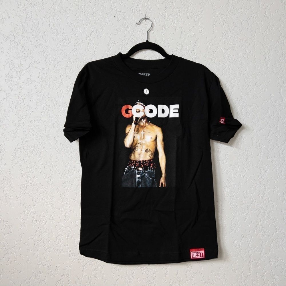 New Best x Breezy Excursion Black G Code Tupac‎ Graphic T-Shirt Size Small